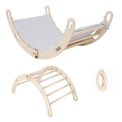 Produktbild von MAMOI® Kletterbogen mit Kissen, Kissen für Regenbogenwippe aus Holz, Kletterdreieck, Baby Klettern, Holzbogen für Kinder, Spielplatz, Klettergerüst
