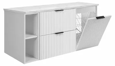 Produktbild von Badmöbel-Set mit Wäschekorb, Weiß, 120 x 57 x 46 cm