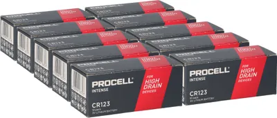 Immagine prodotto di 100 batterie al litio Procell Intense CR123A, 3V, 1600 mAh – Per uso industriale – Confezione grande