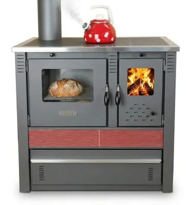 Produktbild von Küchenofen PANONIA Kacheln bordeaux, linke Version - 8,5 kW