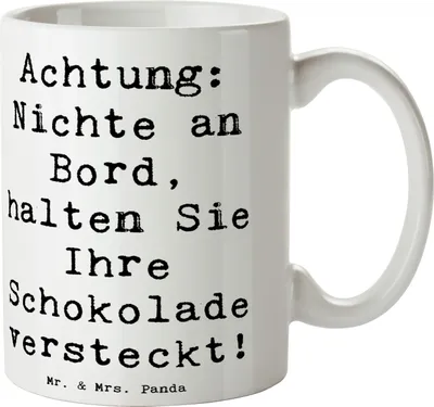 Produktbild von Mr. & Mrs. Panda Tasse Spruch Nichte Schokolade - Weiß - Geschenk, Humor, Onkel, herzerwärmende Sprüche, Becher, Teetasse, Handarbeit, Kaffeetasse, Achtung, Naschen