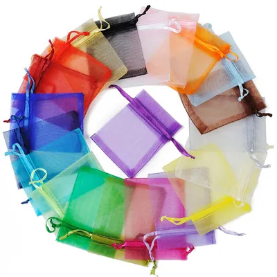 Organza-Beutel 200 Stück, 7x9 cm, mit Kordelzug, mehrfarbig