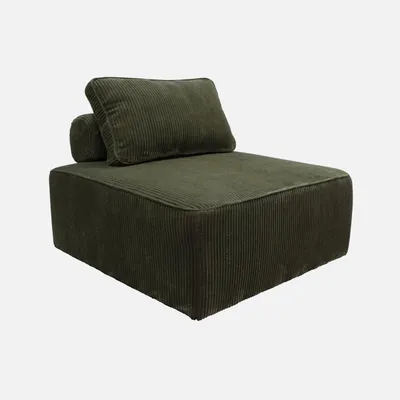 Produktbild von sweeek - Sessel ohne Armlehne mit Cordbezug für ein modulares Sofa - Dunkelgrün