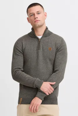 Produktbild von INDICODE IDNathen Herren Strickpullover Troyer Feinstrick Pullover mit Stehkragen und Reißverschluss