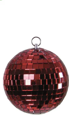 Produktbild von Spiegelkugel 10cm - Discokugel - Echtglas - 7x7mm Spiegel - rot