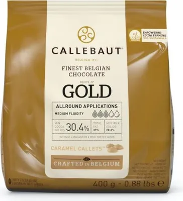 Image de Callebaut GOLD couverture de chocolat au caramel, Callets 400 g, Chocolat à cuire, Chips