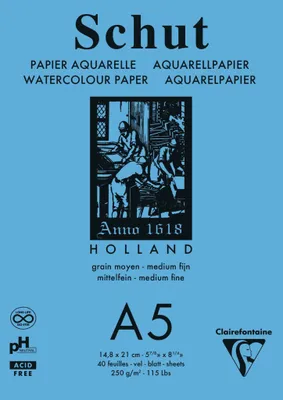 Produktbild von Clairefontaine 5x Schut Aquarellblock A5 geleimt 40 Blatt weiß 975734C