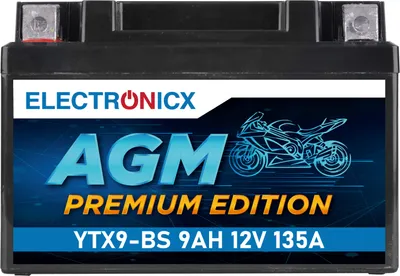 Obrázok produktu pre Elektronická AGM batéria pre motocykle 12V 9Ah YTX9-BS | Bezúdržbová, silný štartovací výkon, pre motocykle a skútre