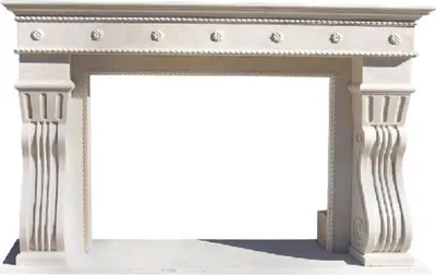 Produktbild von Casa Padrino Luxus Barock Kaminumrandung Weiß 202 x 55 x H. 125 cm - Handgefertigte Kaminumrandung aus hochwertigem Marmor - Kamin Deko Accessoires - Marmor Möbel im Barockstil