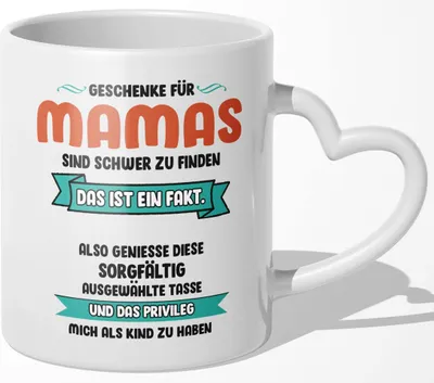 Produktbild von 22Feels Mama Geschenk Muttertag Mutter Tasse Geburtstag Kaffeetasse Frauen Weihnachten Haferl Beste Eltern (Herzhenkel Weiss)