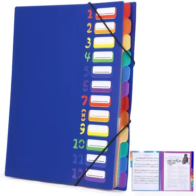 Produktbild von Dokumentenmappe A4 mit 12 Fächern, blau, wasserdicht, mit Gummizug