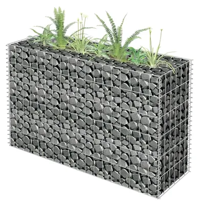 Produktbild von Gabionen-Hochbeet aus verzinktem Stahl, stabil und wetterbeständig, für Garten, Terrasse oder Balkon, 90 x 30 x 30 cm