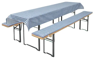 Immagine prodotto di Set di 3 cuscini per panche da birreria - 110 x 25 cm + tovaglia