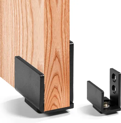Obrázok produktu pre 1 kus Čierny oceľový držiak základne posuvných dverí so skrutkami - 4,5 x 2,7 x 4,8 cm