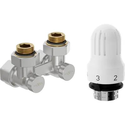 Zdjęcie produktu dla Mexen G04 zestaw termostatyczny dwururowy DN50, kątowy 1/2"x16 mm, nikiel - W911-016-948-01