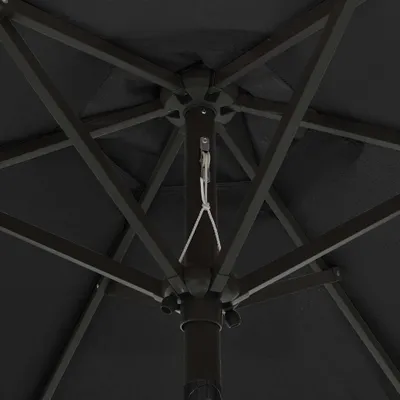 Productafbeelding van vidaXL Zonneparasol met LED-verlichting, zwart, 200x211 cm, aluminium