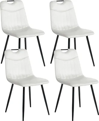 Obrázek produktu pro BELIANI Sada 4 jídelních židlí krémově bílá sametové čalounění černé železné nohy moderní design jídelna