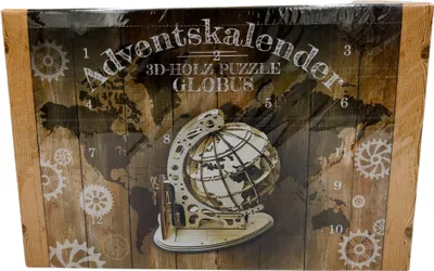Produktbild von 3D Holzpuzzle Globus-Adventskalender – Ein Meisterwerk in 24 Tagen