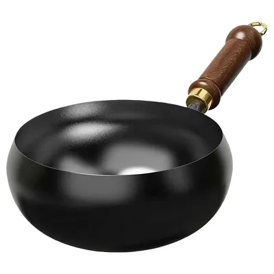 Produktbild von Handgeschmiedeter Eisentopf 24 cm, tiefer Bauchtopf ohne Beschichtung, antihaft, Gusseisen Topf für Braten, Schmoren & Dünsten