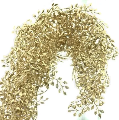 Produktbild von Weihnachtsdeko Miniblattzweig Goldfarben 103 cm - Kunstpflanze