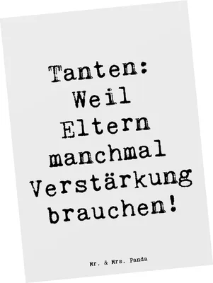 Produktbild von Mr. & Mrs. Panda Ansichtskarte Spruch Liebe Tanten - Weiß - Geschenk, Familie, Postkarten, Grußkarte, Eltern, Nichte, Postkarte, Kunstkarten, Spaß, Neffe, Unterstützung