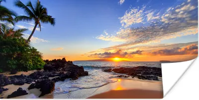 Produktbild von MuchoWow® Poster Strand - Meer - Sonnenuntergang - Hawaii 150x75 cm - ohne Rahmen
