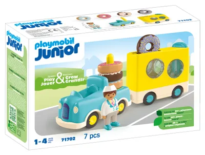 Produktbild von PLAYMOBIL Junior 71702 JUNIOR: Verrückter Donut Truck mit Stapel- und Sortierfunktion