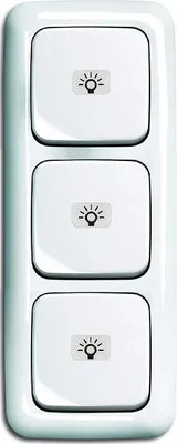 Produktbild von Busch Jäger Lichtschalter Komplett-Set (3 x Licht-Taster) mit Licht Symbol - permanent beleuchtet - 3 x Taster/Tastschalter 2020 USGL + 3fach Rahmen Reflex SI alpinweiß - 3 x 2145 LI (Symbol LICHT)