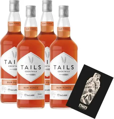 Produktbild von Tails Cocktails 4er Set Rum Punch 4x 1L (14,9% Vol) Fertig Cocktail Ready to Drink- [Enthält Sulfite]