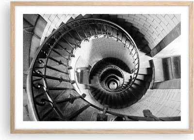 Produktbild von Gerahmtes Poster - Rahmen in heller Eiche - Treppe Spirale Perspektive - 70x50 cm - Wand Bild - Wanddeko - Wandbilder - Kunstposter - Wandposter - Bilderrahmen - Bilder - Kunstdruck - P2NAA70x50-4384
