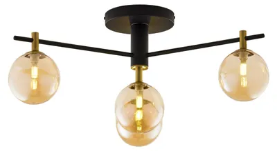 Productafbeelding van Hanglamp FIGARO, zwart-goud-amberskleurig, 4xG9x8W, metaal, afmetingen: 34x71x71cm, IP20, Jupiter