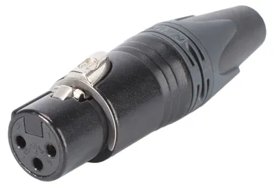 Produktbild von NEUTRIK® XLR, 3-pol , Metall-, Löttechnik-Kabelbuchse, vergoldete(r) Kontakt(e), gerade, schwarz verchromt