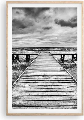 Produktbild von Gerahmtes Poster - Rahmen in heller Eiche - Brücke Meer Welle - 61x91,5 cm - Wand Bild - Wanddeko - Wandbilder - Wandposter - Bilderrahmen - Bilder - Kunstdruck - Wandbild - P2NPA61x91-3637