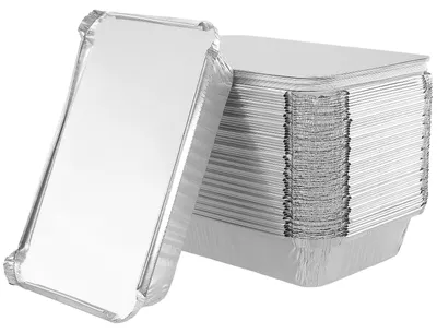 Produktbild von 60 Stück Aluminiumfolie Behälter mit Deckel für Lebensmittel