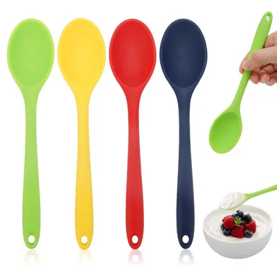 Silikonlöffel-Set, 4 Stück, hitzebeständig, BPA-frei, 21 cm