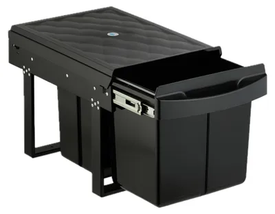 Produktbild von Relaxdays Einbaumülleimer, 3 Fächer, 15l & 2x 8l, HBT: 34,6 x 34 x 51,8 cm, ausziehbar, Müllsystem Unterschrank, schwarz