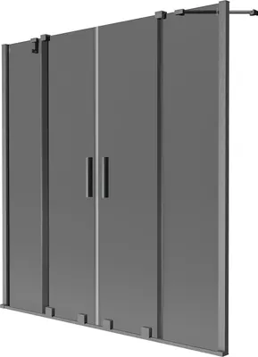 Produktbild von Mexen Velar Duo Badewannenwand 2-flügelig, verschiebbar 150 x 150 cm, graphit, gebürstet gun gray - 896-150-000-42-66