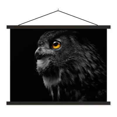 Produktbild von MuchoWow® Textilposter Eule - Vogel - Schwarz - Porträt 150x113 cm mit schwarzem Rahmen - Wohnzimmer