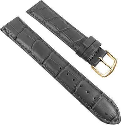 Produktbild von Minott Guinea Uhrenarmband | Kalbsleder, grau in Kroko-Optik 30052, Stegbreite:14mm, Schließe:Gelbgolden