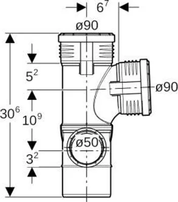 Produktbild von Geberit 390.470.14.1, 90°, 306 mm