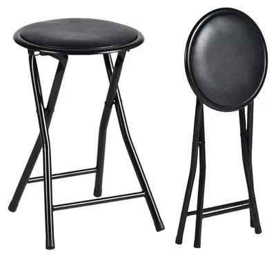 Immagine prodotto di Set di 2 sgabelli pieghevoli imbottiti, dimensioni 30x30x46 cm, colore nero