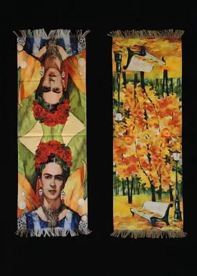 Produktbild von Wendeschal Kunstdruck – Frau & Parklandschaft – 100% Viskose 180x70 cm