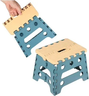Obrázek produktu pro Skládací židle pro děti i dospělé – kvalitní skládací židle – multifunkční skládací židle s madlem – výška 18 cm – modrá