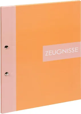 Produktbild von Zeugnismappe Zweiklang, A4, papaya, 12 Klarsichthüllen, Kunstdruck, geschraubt
