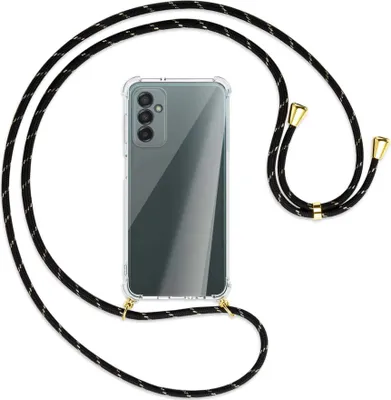 Produktbild von Handykette Backcover-Schutzhülle mit Band (Metall goldfarben) für Samsung Galaxy M23 - schwarz/gold