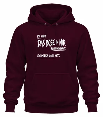 Immagine prodotto di Felpa con cappuccio, colore bordeaux, taglia 3XL, con la scritta "Ho il male dentro" (sarcasmo, ironia, umorismo)