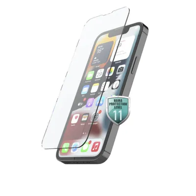 A screen protector is shown on an iPhone 14 Pro.