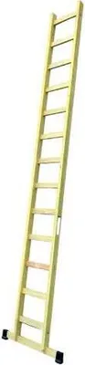 A wooden ladder with 13 rungs, standing on a white background.