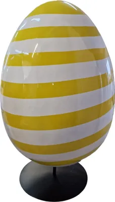 Produktbild von Casa Padrino Luxus XXL Deko Osterei mit Ständer Weiß / Gelb / Schwarz 75-95 cm