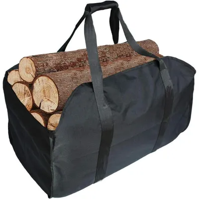 Obrázek produktu pro Nosítko na dřevo a taška na nošení, extra velká, odolná, černá, rozměry 58 x 41 x 33 cm